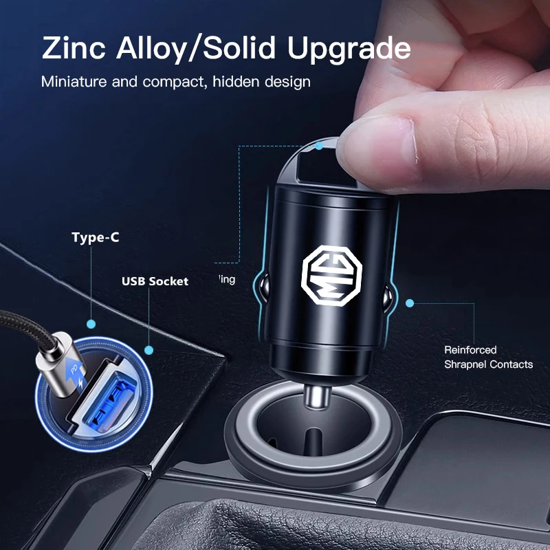 شاحن سيارة سريع USB من النوع C منافذ محول الطاقة ملحقات لـ MG 4 5 6 7 Cyberster ES5 ONE MG5 Scorpio ZS HS MARVEL-R Hector