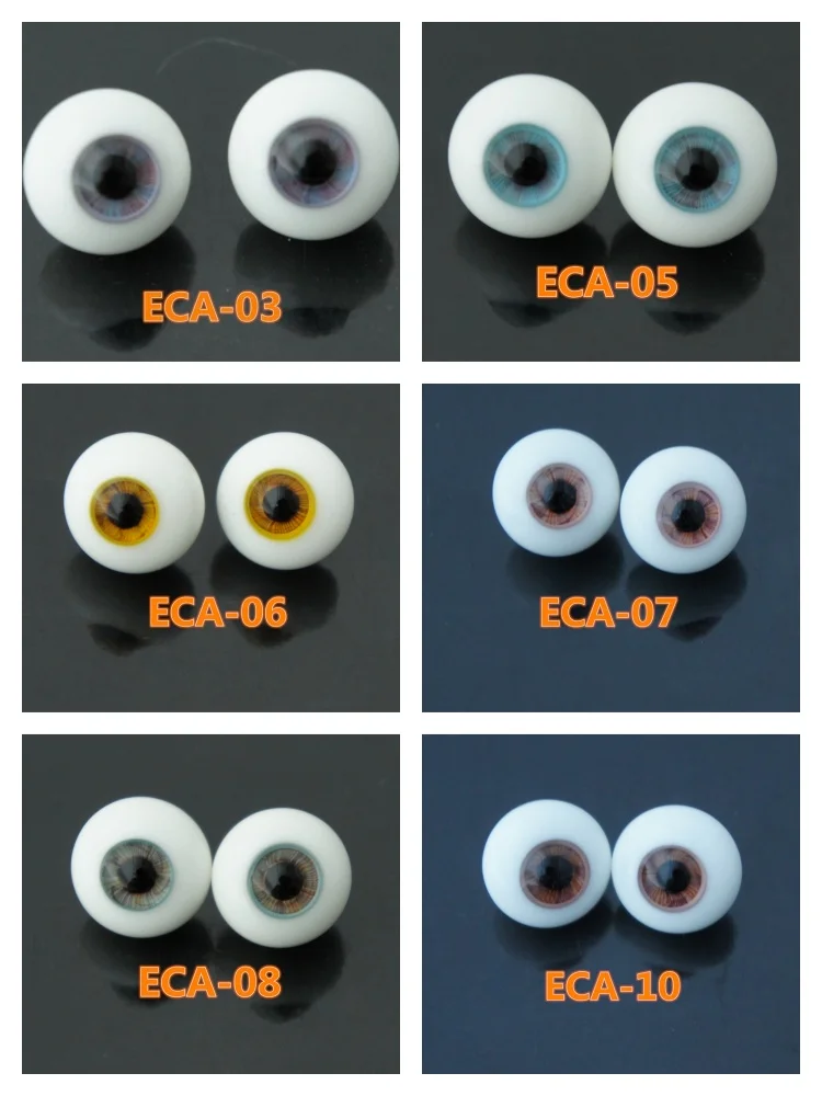 

ECA Series Doll Eyeballs Pretty BJD Glass Eyes Size 6MM 8MM 10MM 12MM 14MM 16MM 18MM 20CM Round Eyes With Handle Hand Made