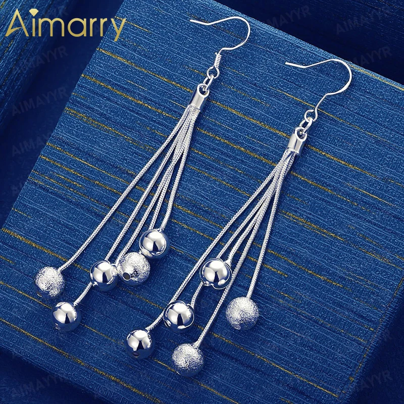925 Sterling Silver Long Tassel Mixed Bead Earrings for Women's Parties Banquets Weddings High-quality Fashion Jewelry