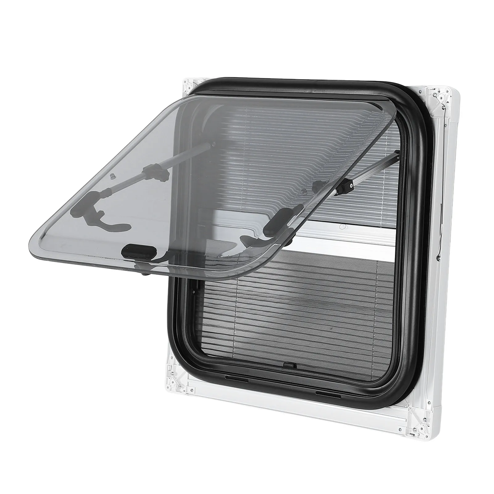 

18x18 дюймов окно выхода на колесах, двухслойное закругленное выдвижное окно с солнцезащитной шторкой, сетчатый экран для автофургона, мобильного дома