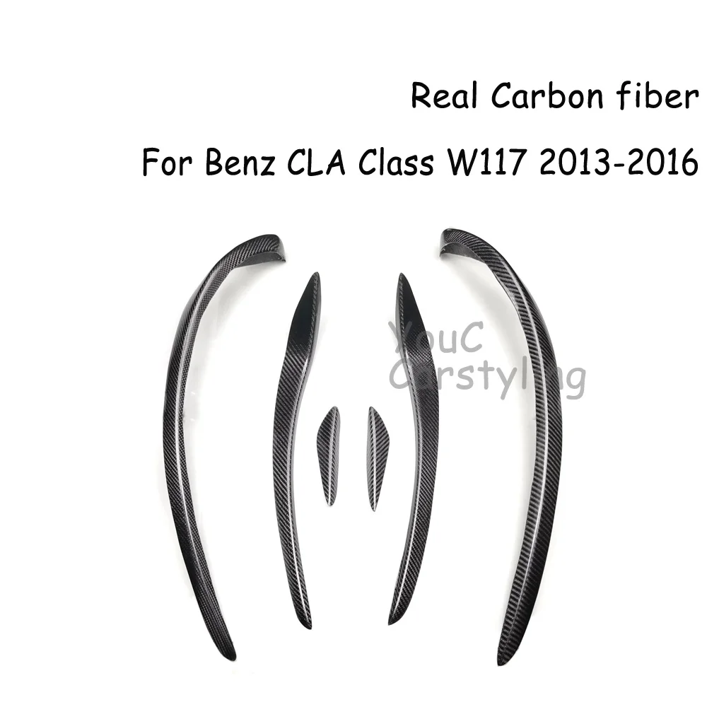 C117 Front Bumper Splitter 6pcs/Set Carbon Fiber Canards For Mercedes CLA Class W117 CLA180 CLA200 CLA45 AMG 2013-2016