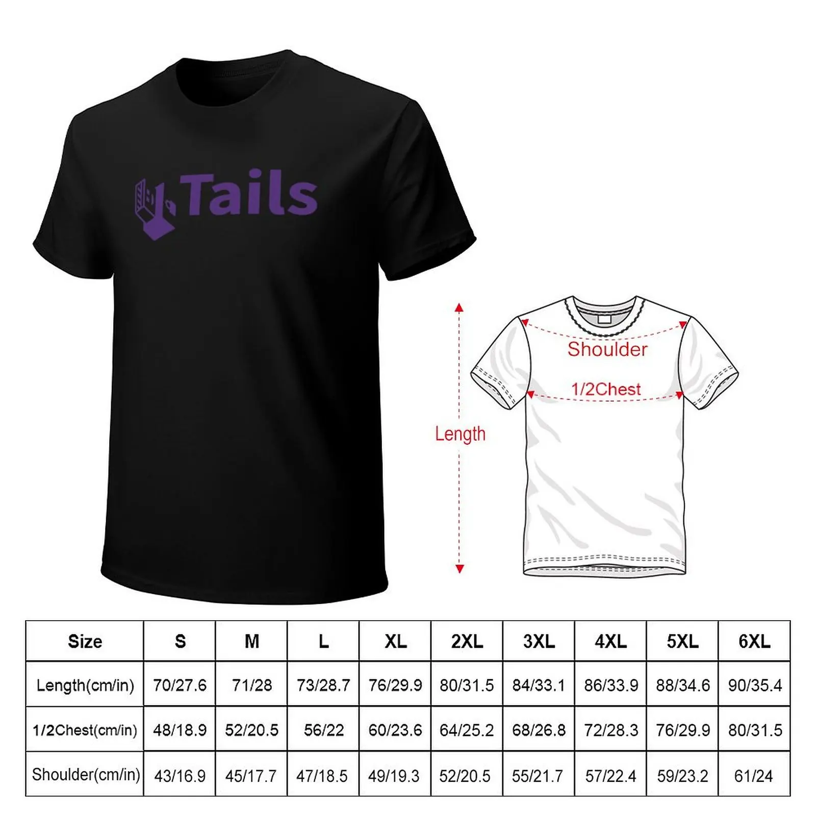 tails linux distribution T-Shirt Casual Streetwear Short Sleeve Tee