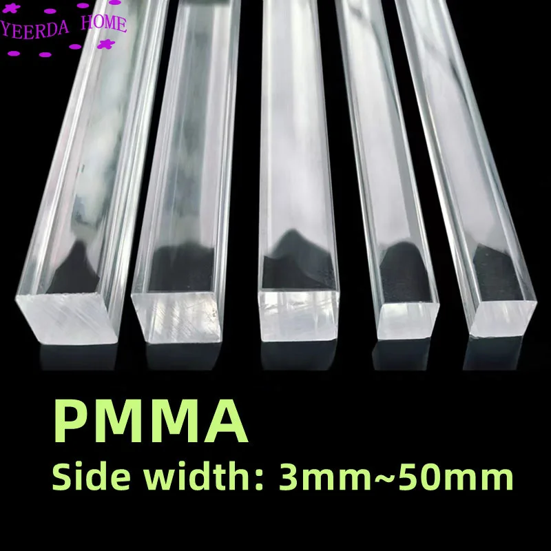 10~50cm Length Transparent Square Acrylic Stick PMMA Plexiglass Bar DIY Tools Rod Holder Stand Custom cut