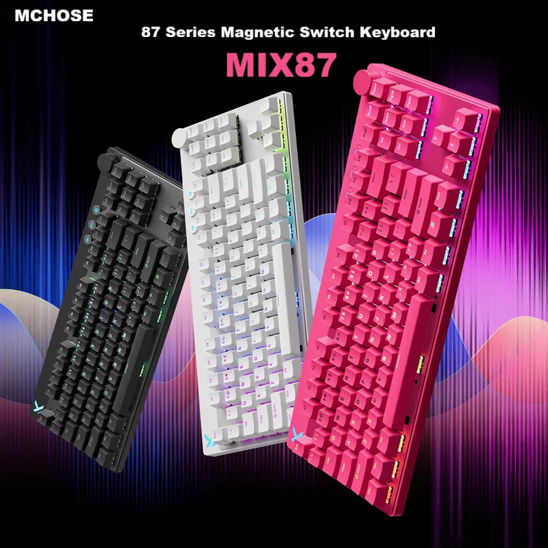 

MCHOSE MIX87 Магнитный переключатель Механическая клавиатура для киберспорта Проводная 8K + 256K 0,08 мс Низкая задержка Пользовательская игровая клавиатура Аксессуар для геймеров