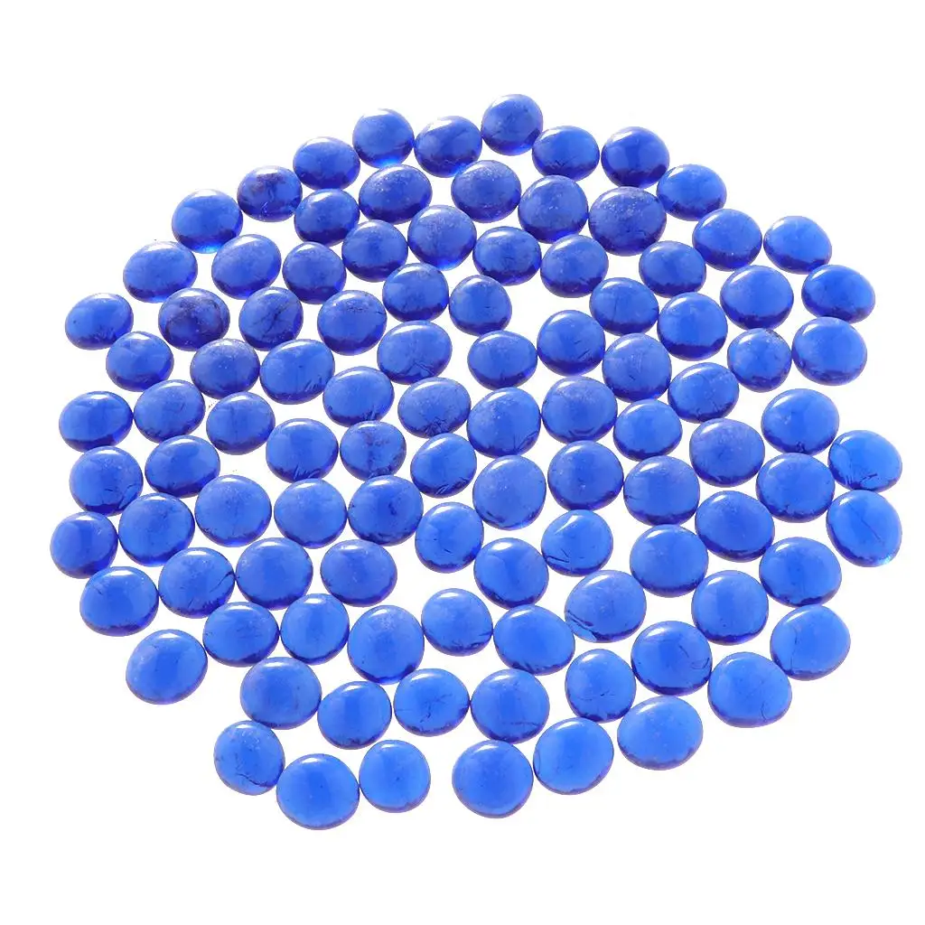 100Pcs Premium Glass Marbles Solid Aquarium Pebbles Vase Filler Crystal Beads Table Scatter Dark Blue