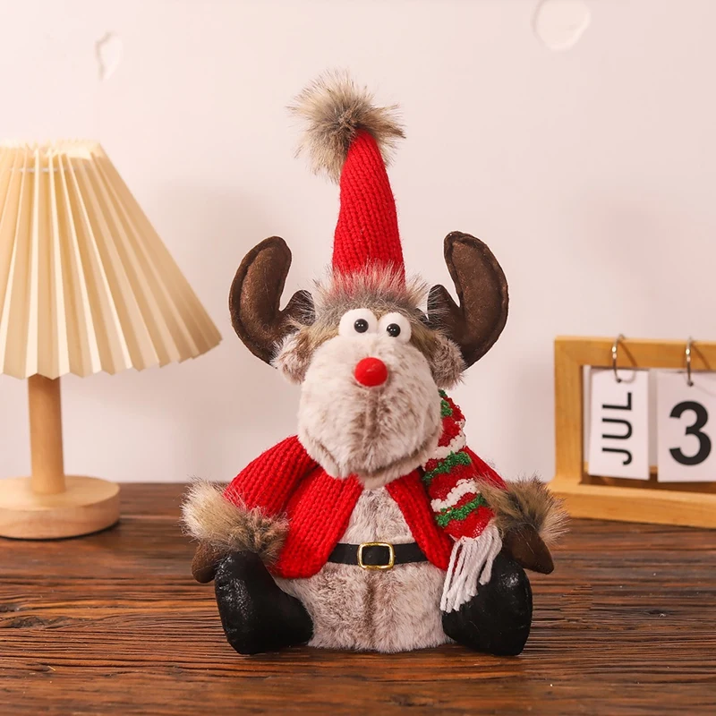 Muñeca de Navidad retráctil para decoración del hogar, ciervo, accesorios de ventana, interior, vacaciones