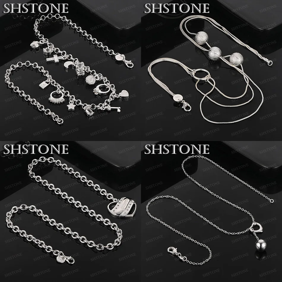 

45cm 925 Sterling Silver Heart Bead Ball Key Lock AAA Zircon Necklace Women Engagement Party Luxury Classic Jewelry Gift