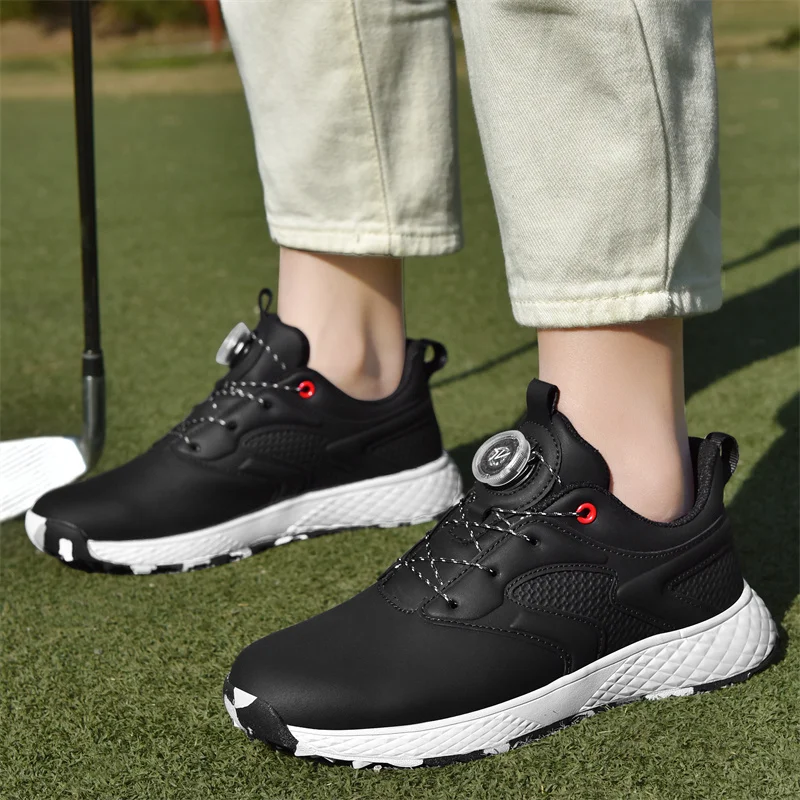 

2025 New Men's and Women's Pink Professional Waterproof Nail-free Golf Shoes, Outdoor Training Golf Walking Shoes