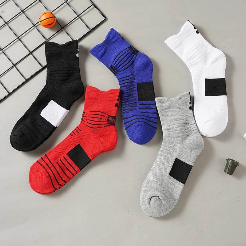 ALLTOOALL Men's Sports Basketball Socks Towel Bottom Non-slip Outdoor Mid Tube Quick-drying Male Comfortable Running Sock