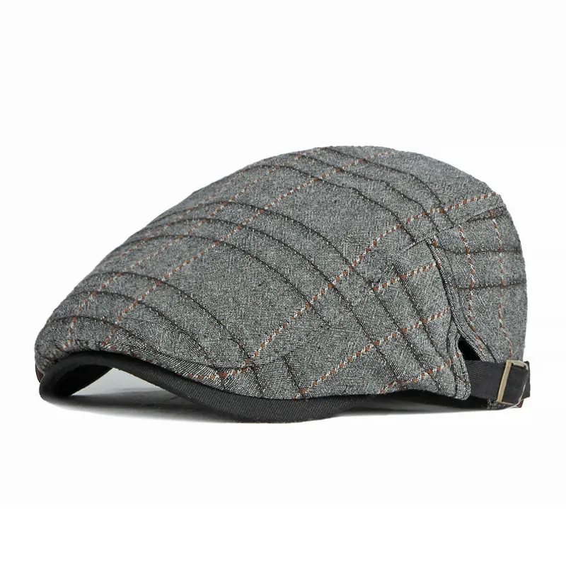 2023 Spring Cotton Plaid Newsboy Caps Flat Peaked Cap Men and Women Painter Beret Hats 126