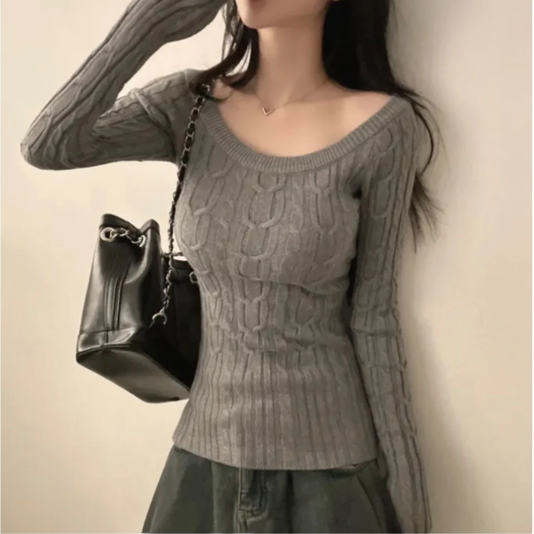 

Весна 2026: Шикарный вязаный топ с одним открытым плечом и эффектом утяжки для женщин, из полиэфирного волокна, повседневный, удобный, облегающий.