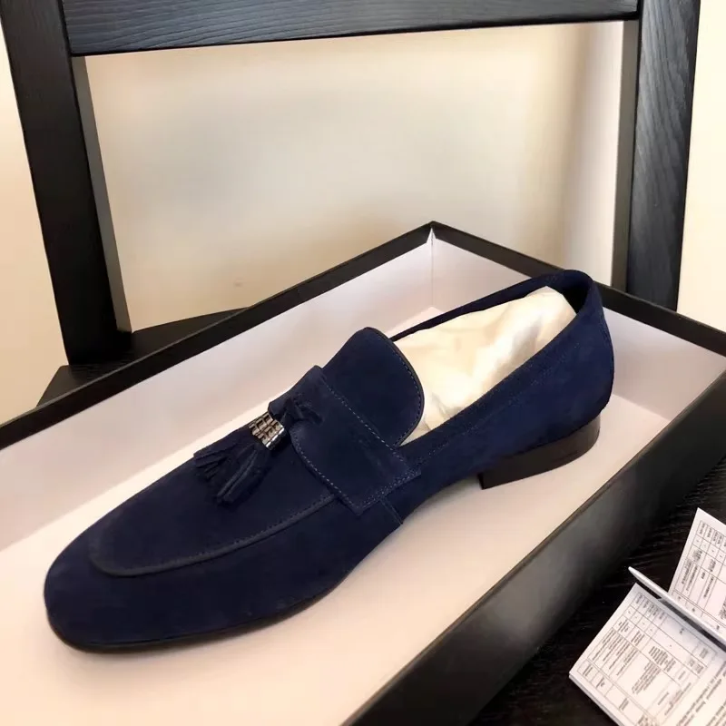 

Мужские лоферы ручной работы из натуральной замши с кисточками, кожаные туфли без шнурков, роскошные, высококачественные, деловые, классические