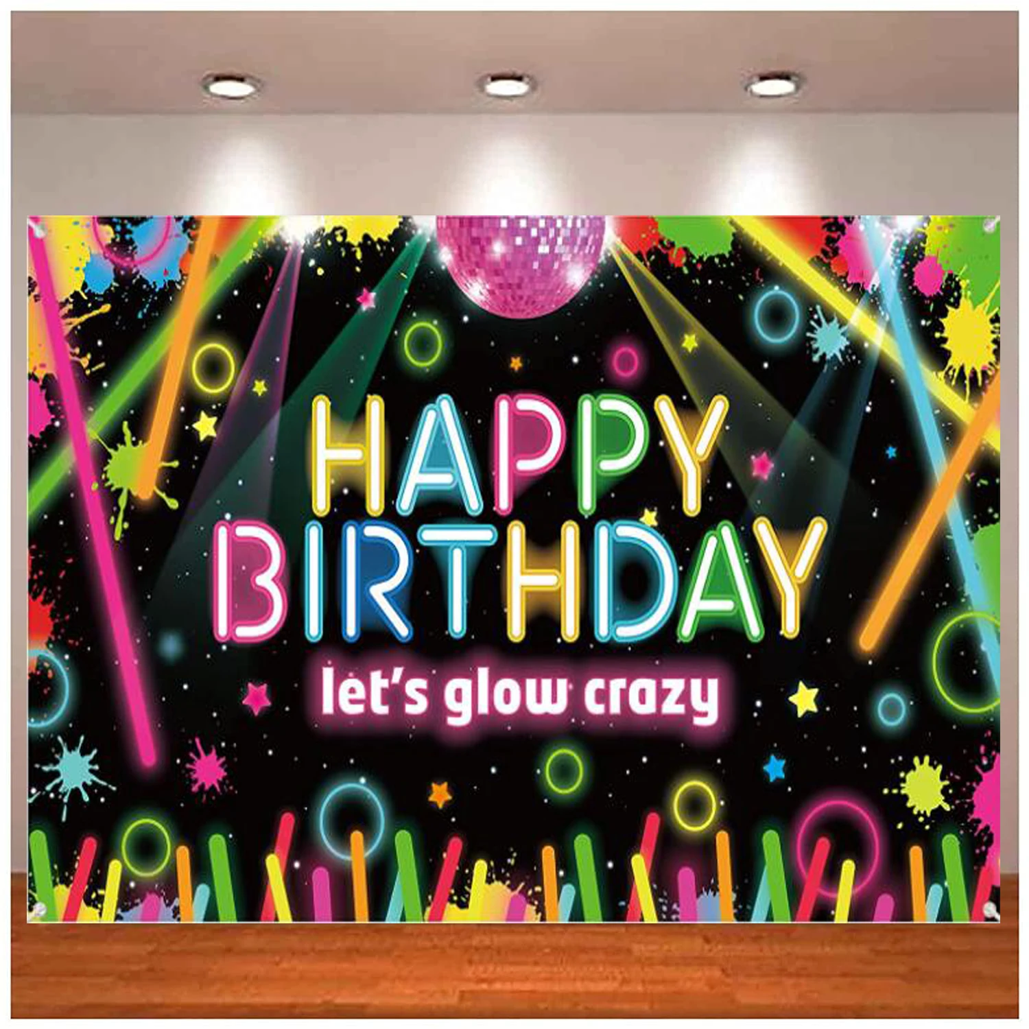 

Let Glow Party Banner Photography Backdrop Decoration Neon Glow Themed Birthday Party Photo Booth Props Sign Supplies Background