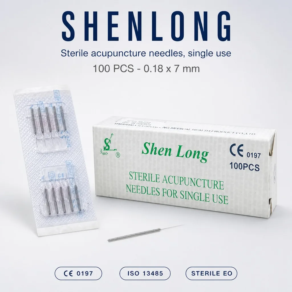 SHENLONG 100 PCS Disposable Sterility Handle Needles Sujok Needles 0.18X7mm Acupuncture Needle Dry Needling Acupoint Health