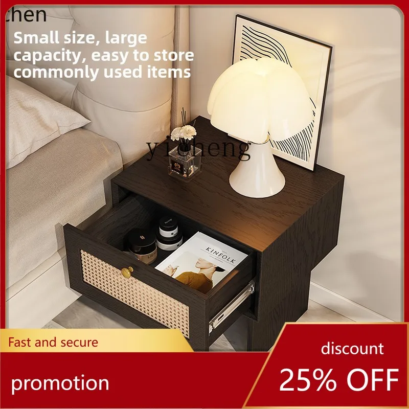 

HXL antique bedroom bedside table B & B small bedside table retro rattan storage cabinet