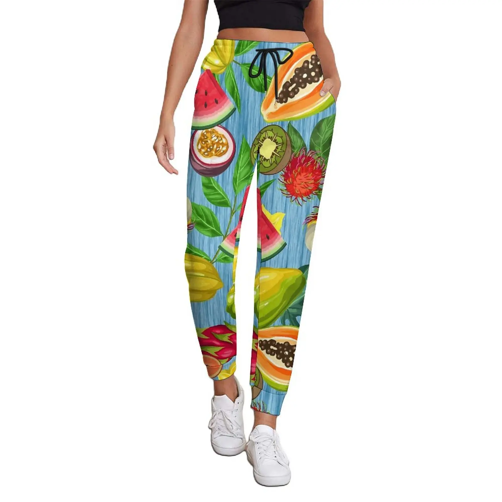 

Tropical Fruit Print Jogger Pants Female Colorful Fruit Slices Casual Sweatpants Spring Harajuku Oversized Trousers Present