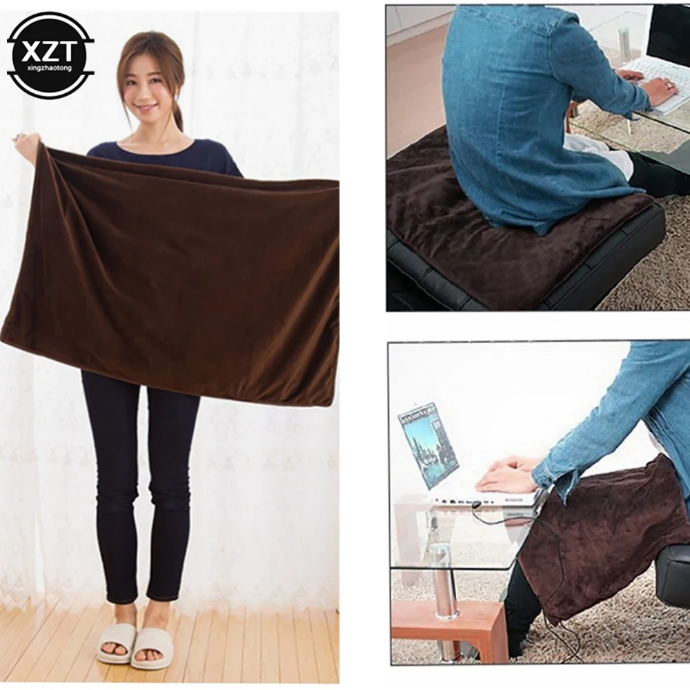 USB Electric Heated Blanket Warm Electric Heating Velvet Shawl Hoodie Winter Office Cover Leg Blanket Scarf Winter Warm Supplies