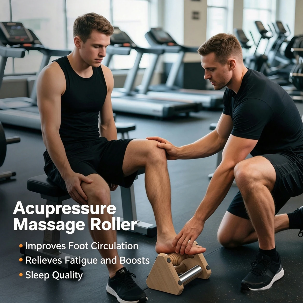 Wood Foot Massager Roller Cold Therapy Ice Gel Foot Roller for Plantar Fasciitis Relief Reflexology Acupoint Massage Relaxation - view 3