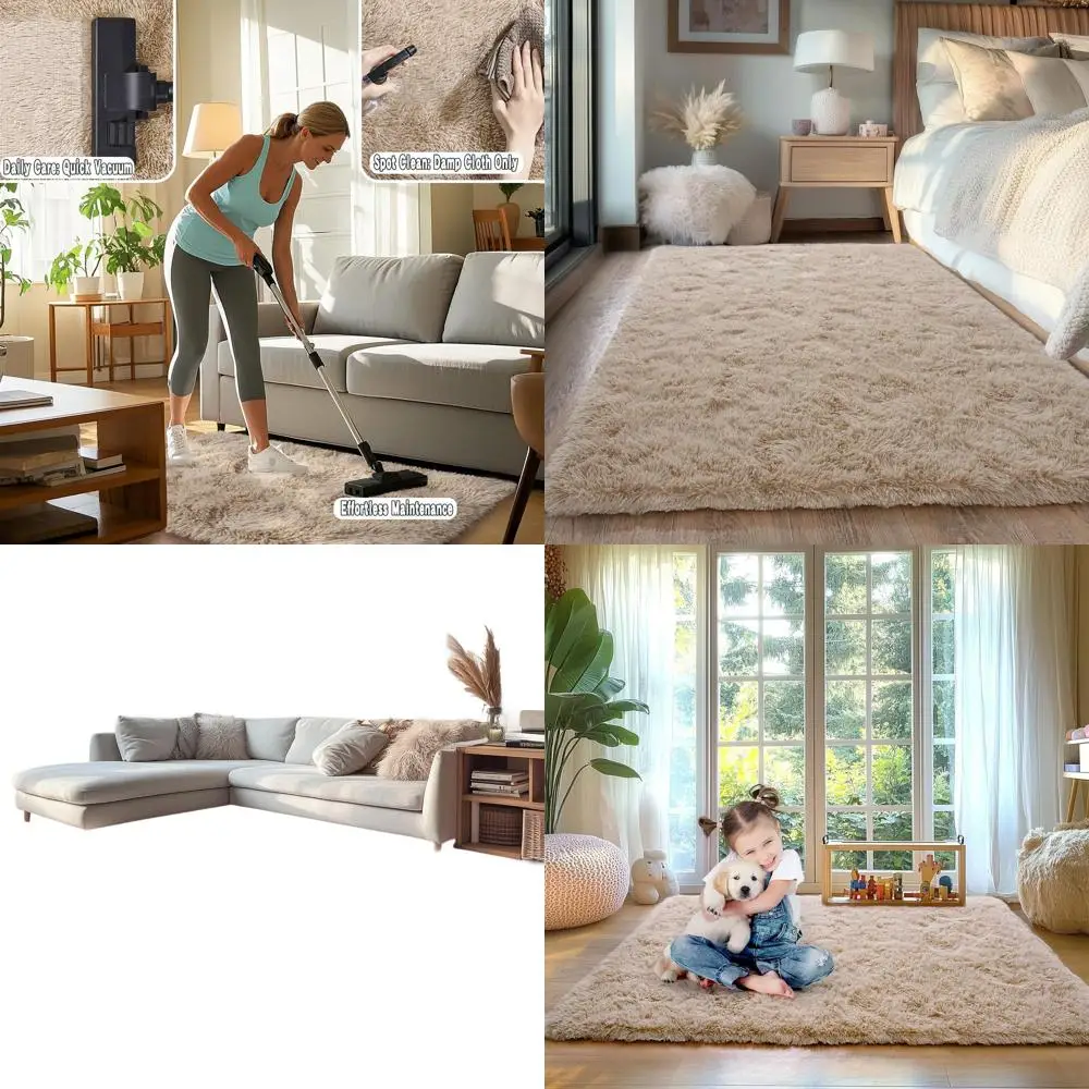 

5x7 Бежевый ковер Shag — ультрамягкий и нескользящий, удобный и прочный ковер для спальни, гостиной, детских комнат и общежитий