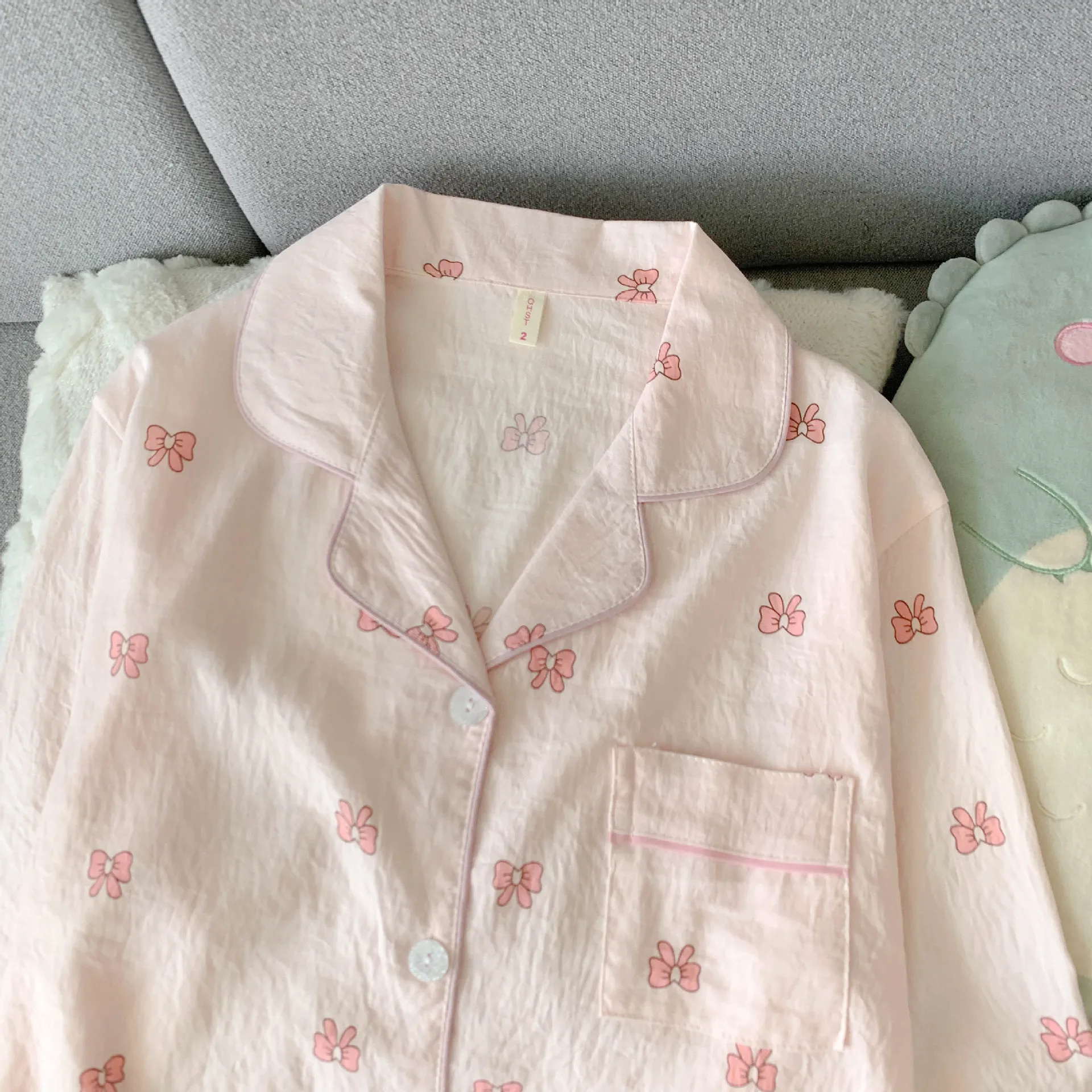 Neu eingetroffen im Frühling/Herbst: Langarm-Pyjama-Set aus Baumwolle mit Wolkenmuster für Damen. Entzückende Nachtwäsche im herzförmigen Stil, Homewear Se – Detail 4
