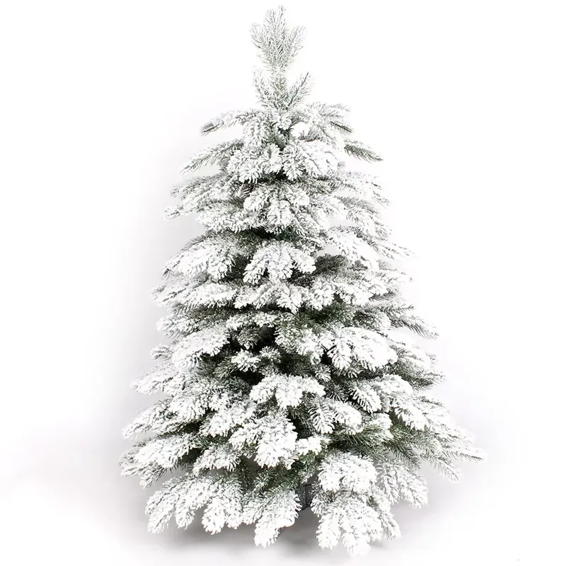 White Flocked Artificial Christmas Tree with Multi-Language Support for Large Seasonal Decorations
