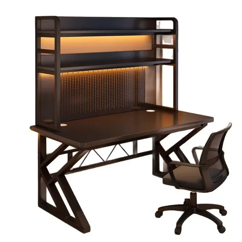 رف كتب مكتبي متكامل مع لوحة ثقب لغرفة النوم وطاولة رياضية إلكترونية وطاولة كمبيوتر مكتبية #5