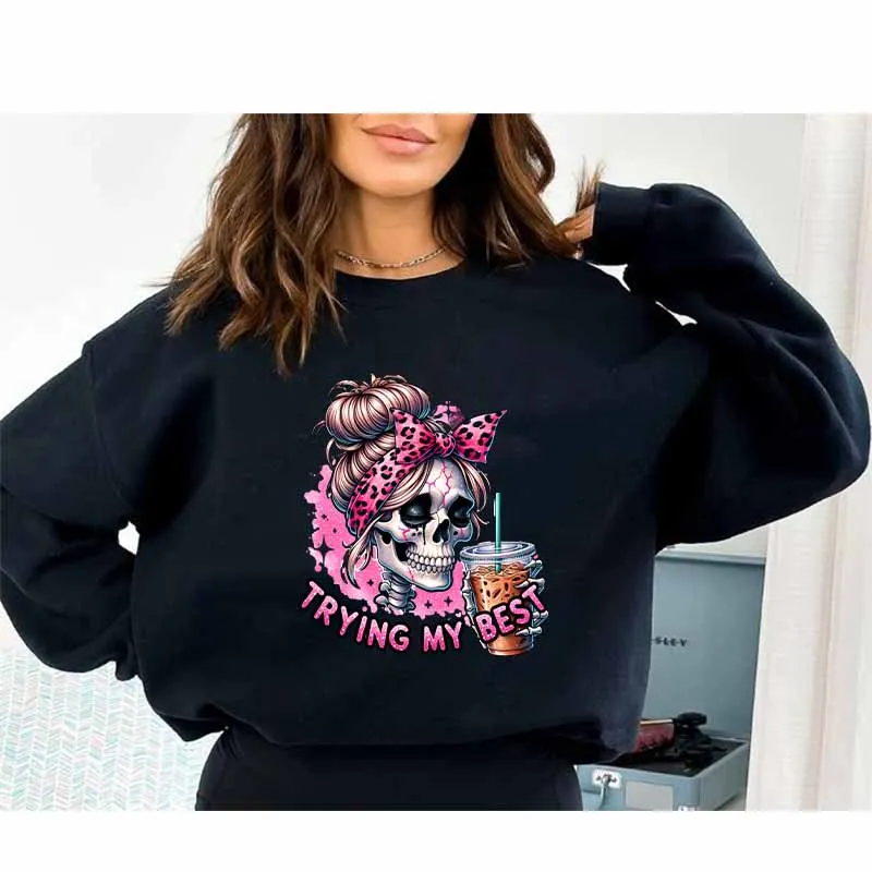 DTF Fashion Skull Fall Transfer Sticker For T Shirt Drink Pumpkin Iron On Heat DTF Transfer Print Patch On Clothing