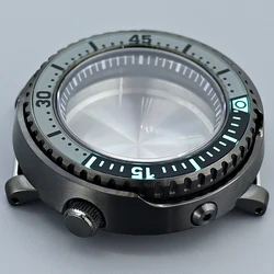 43mm Tuna Canned C3Bezel Watch Case For Seiko NH34 NH35 NH36 NH38 Movement 20ATM Waterproof Men Diving Replace Case at 3.8 Crown