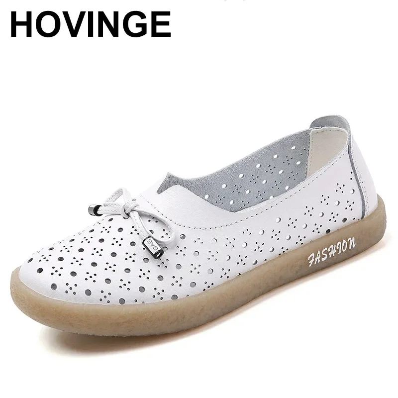 New Genuine Leather Women Sneakers Slip On White Fashion Tennis Shoes Casual Flats Rubber Comfortable Brand