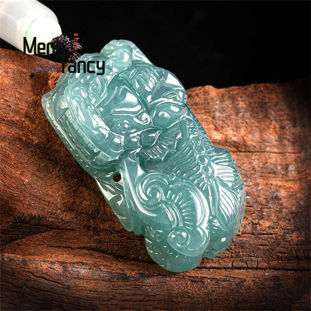 

Jade blue water money wishful king brave pendant ice jade simple elegant high-grade skin hill men and women pendant