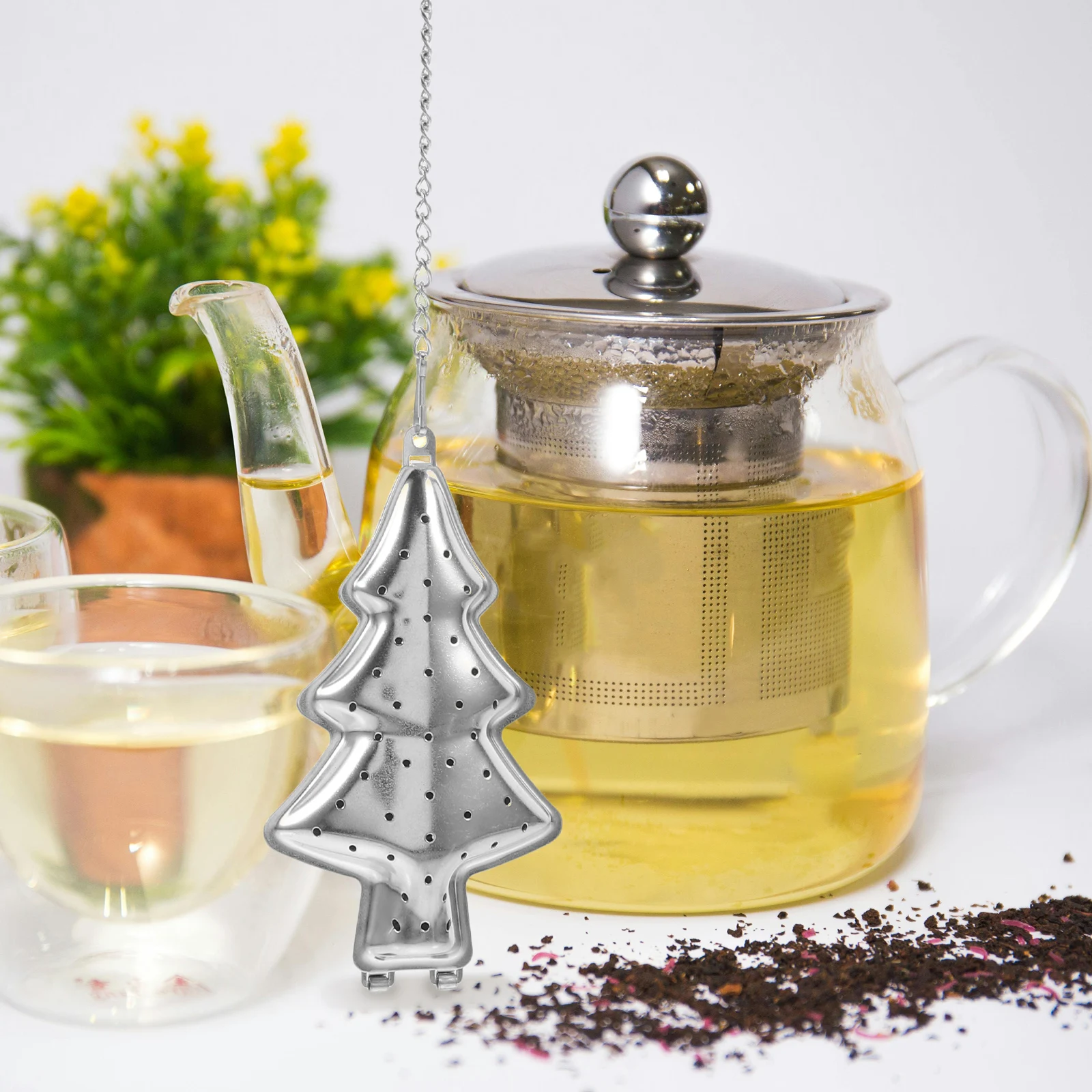 

2 Pcs Tea Ball Filter Loose Leaf Infuser Automatic Fine Mesh Stainless Steel Strainer for