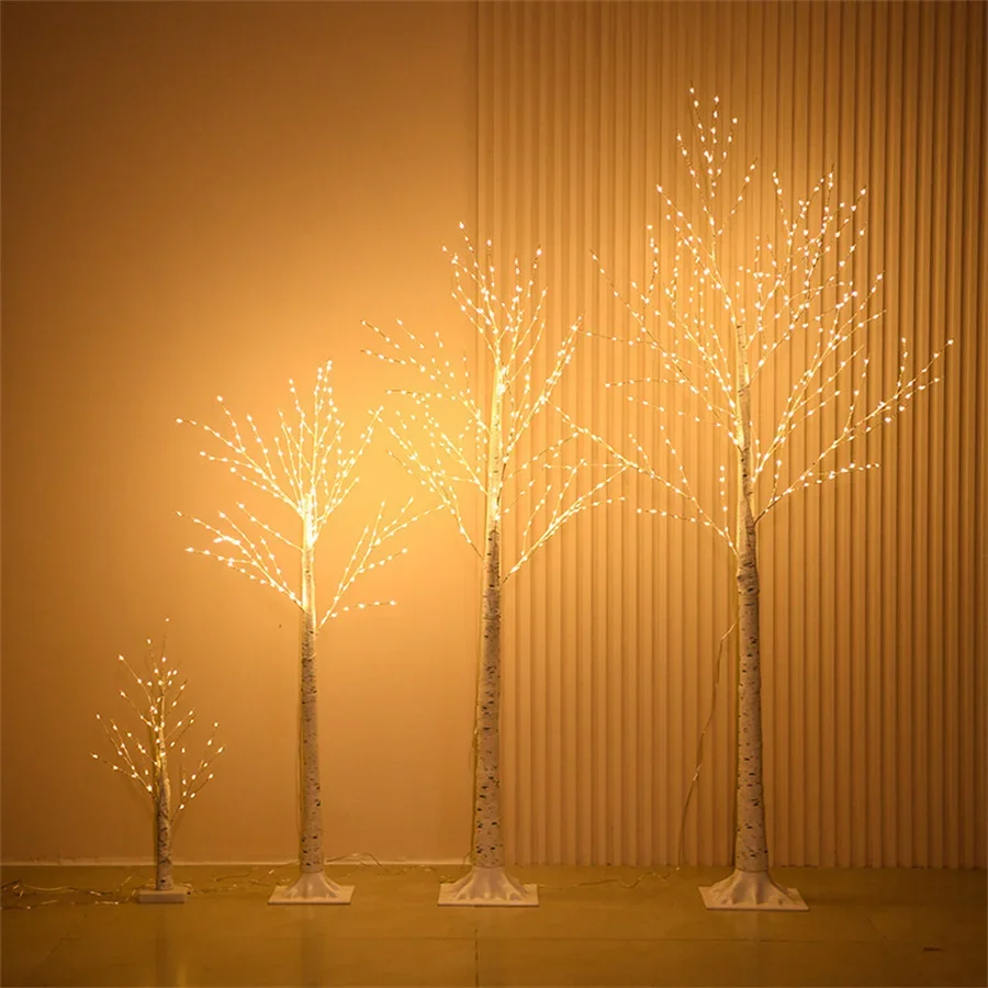 

1.8M 400 LED White Birch Tree With Copper Wire Fairy Light Artificial Twig Trees Outdoor Christmas Tree Light Show Garland Decor