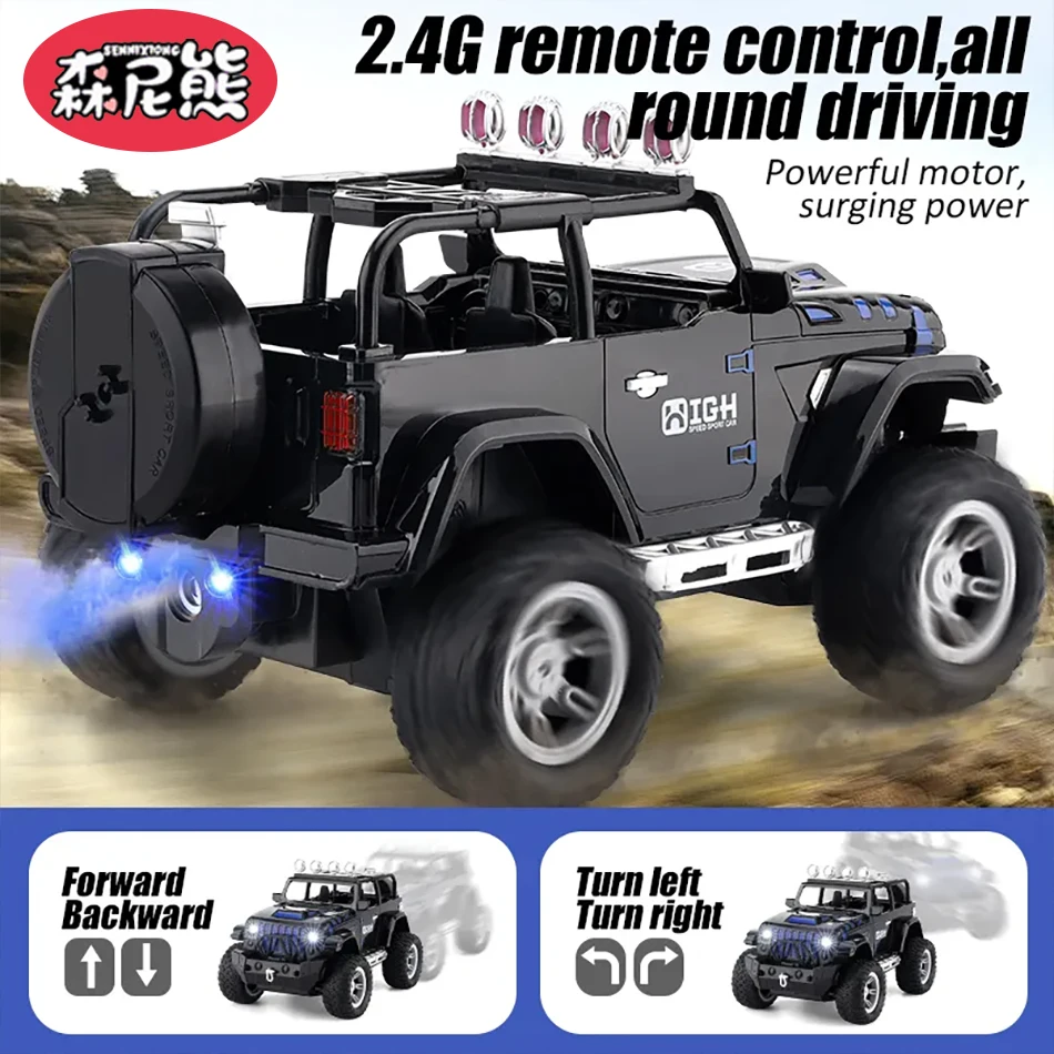 SENNIXIONG 1:16 Remote Control Spray Pickup Truck 4WD Off-road Car Model RTR Light Sound All Terrain Vehicle Toy for Children