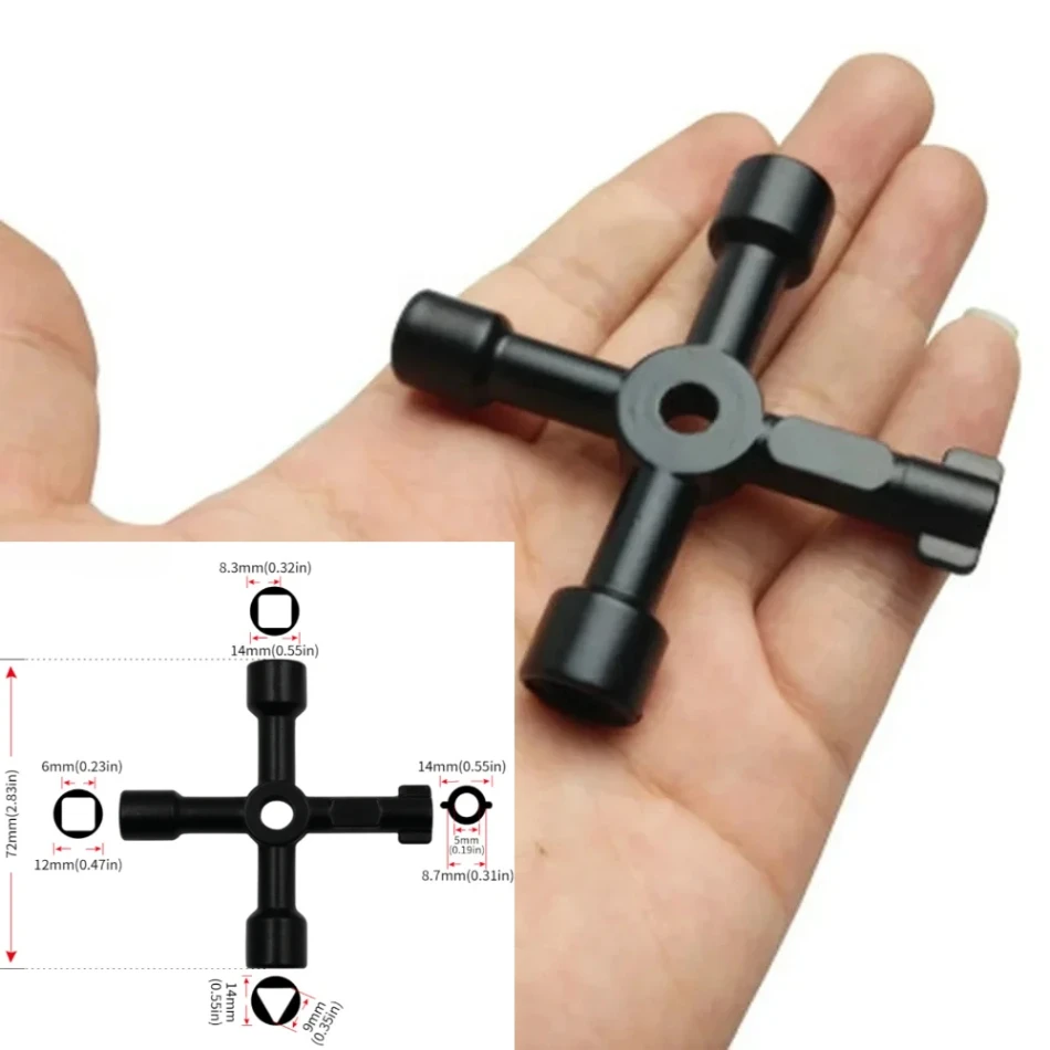 

4 In 1 Multifunction Electrician Plumber Utility Cross Switch Wrench Universal Square Triangle Key for Gas Train Bleed Radiator