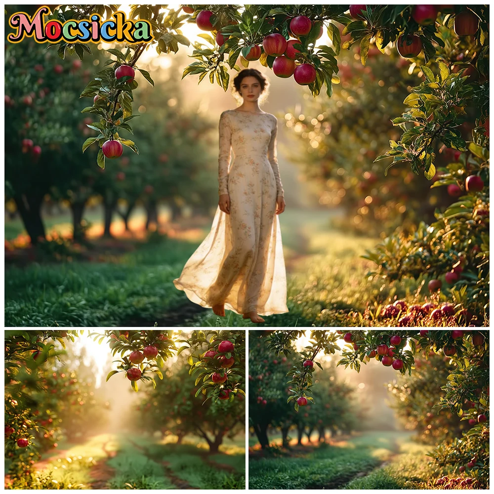 

Mocsicka Background Photography Shooting Props Spring Apple Orchard Tree Decor Child Birthday Party Backdrop Photo Studio Banner