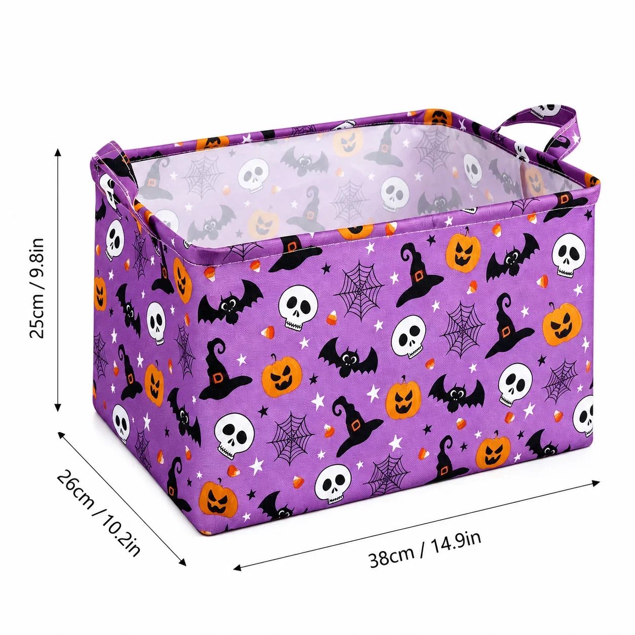 Halloween-Aufbewahrungskorb, Großer Faltbarer Spielzeug-Aufbewahrungskorb mit Griff, Multifunktionaler Canvas-Kleideraufbewahrungskorb – Detail 1