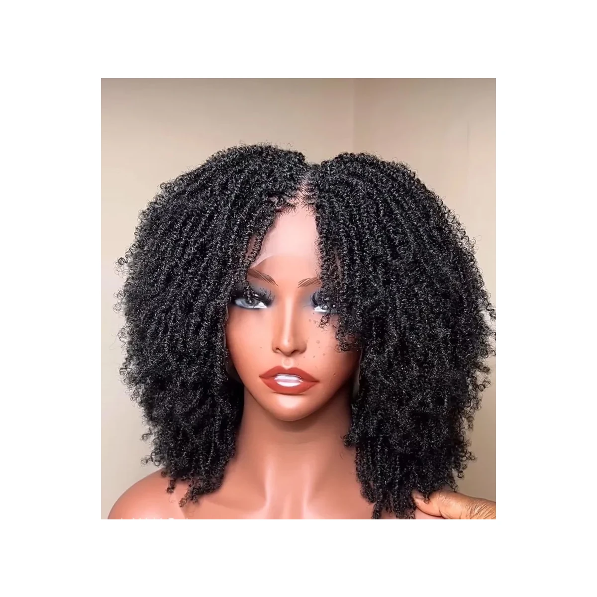 4C Kinky Afro Twist Braid Wig Natural Black 5x5 HD Lace Frontal Synthetic Micro Loc Style with Baby Hair
