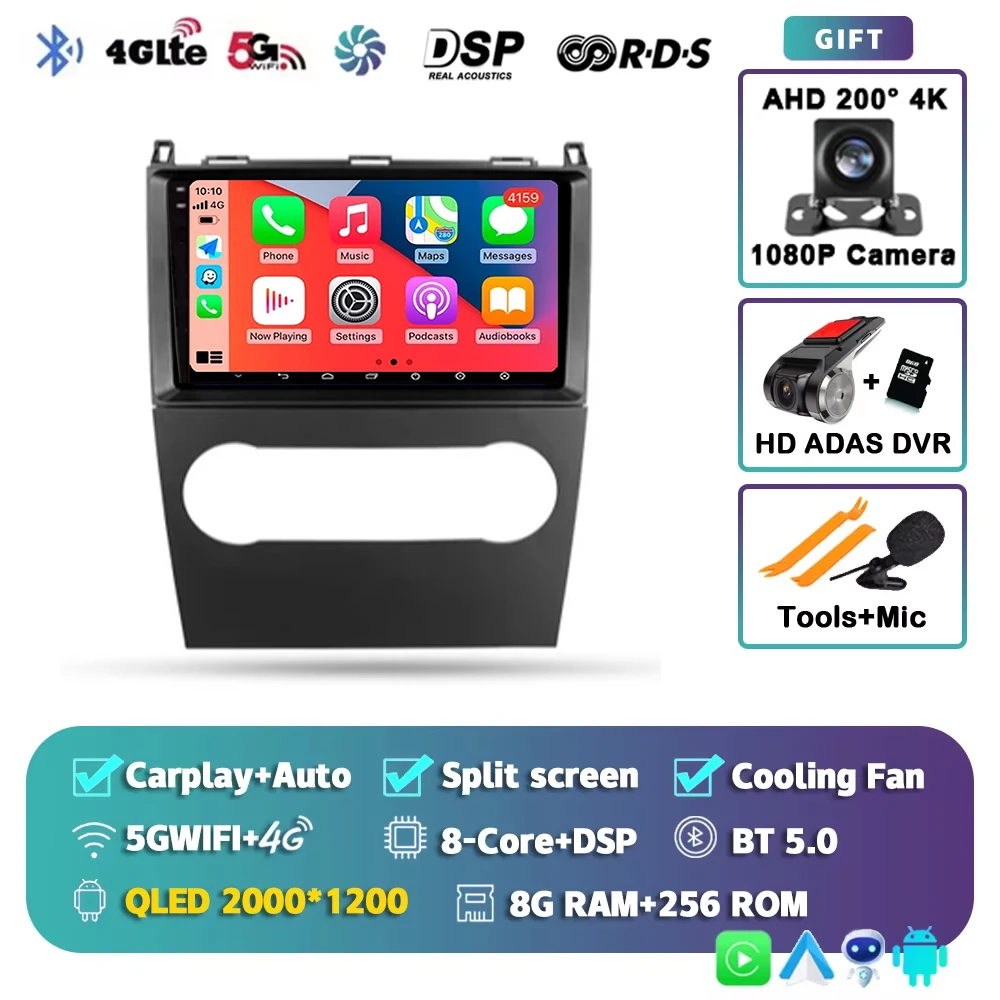 Voor Mercedes-Benz A-Klasse 2 W169 C169 2004 - 2012 2K 12+256 QLED Android 16 CarPlay autoradio multimediaspeler GPS stereo - afbeelding 1