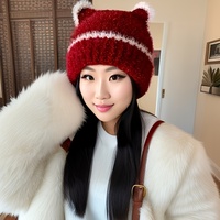 2025 New Wool Hat Woman Korean Earmuffs Cap Trend Warm Ear Protection Cute Winter Knitted Hat Tide Plush Cold Knitted Hats