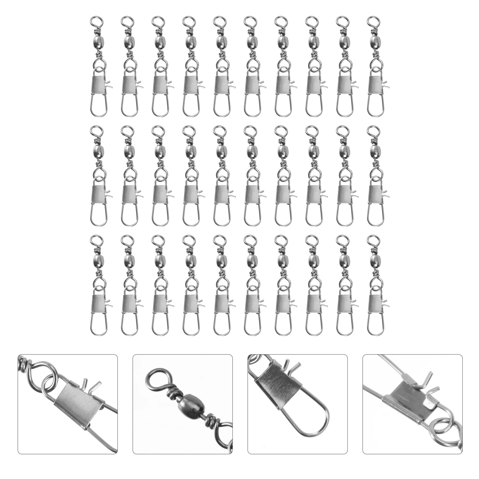 

30 PCS Fishing Connector Swivels Fishing Barrel Swivel Fishing Bearing Swivel Clip Connector (Pattern A, Black)