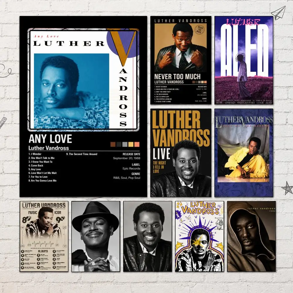 Singer L-Luther Vandross Poster PP Self-Adhesive Waterproof Wall Decor for Bedroom,Living Room,Dorm,Bar Aesthetic Decor Gift