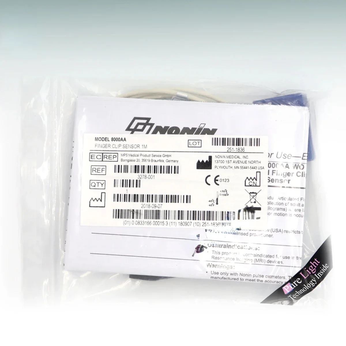 Nonin 8500/2500 SpO2-Sensor-Verbindungssonde 8000AA/SM, mit Fingerklemme Dynascope SpO2-Kabel, original hochwertige Überwachung