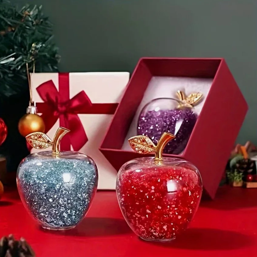 تمثال تفاح زجاجي لامع ، ديكور منزلي من الكريستال ، هدية عيد الميلاد ، زخرفة سطح المكتب ، هوب