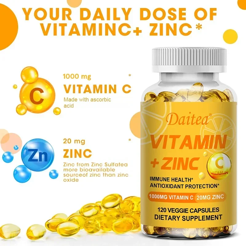 Vitamin C + Zinc Antioxidants - Promotes eye, skin and heart health - Supports radiant skin - Immune Support