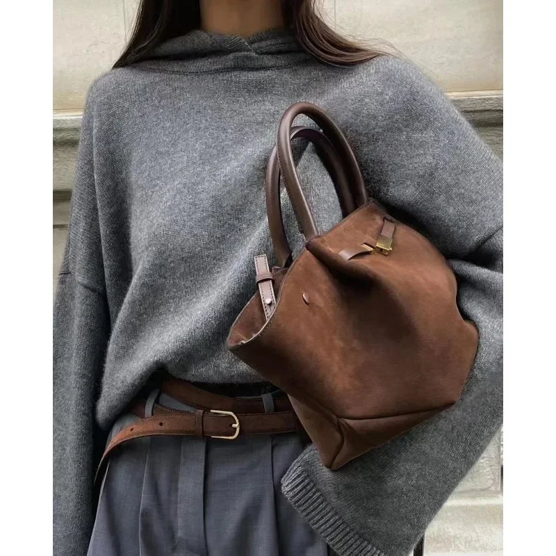 2024 New Autumn and Winter High-end Suede Frosted Tote Bag Commuting Retro One-shoulder Hand-held Armpit Bag for Women