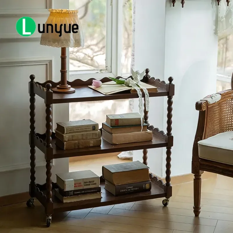 Retro Medieval Style Floor to Ceiling Storage Rack Removable Multi Layer Wine Rack Living Room Sofa Side Table Space Saving