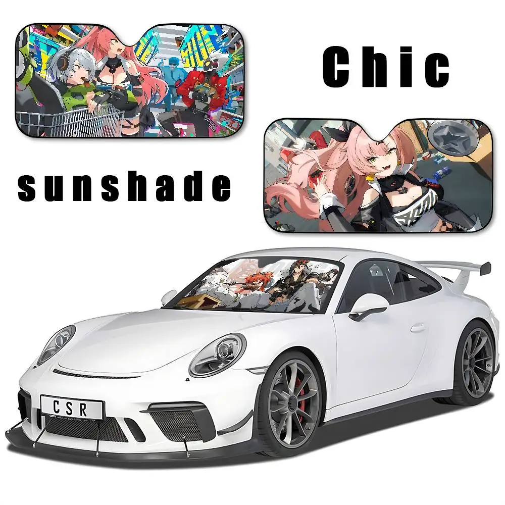 ZZZ Z-Zenless Zone Zero Car Sunshade Curtains Driving Car SunShade Windscreen Cover Shade UV Rays Car Sun Visor Protector