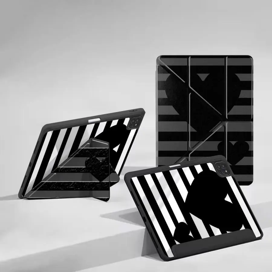

Love Black Stripes Holder Cover Tablet Case For iPad Mini 6 7 Pro 2025 Pro 11 10 9 8 7 th 12.9inch Air 4 5 M3 M2 M4 11inch