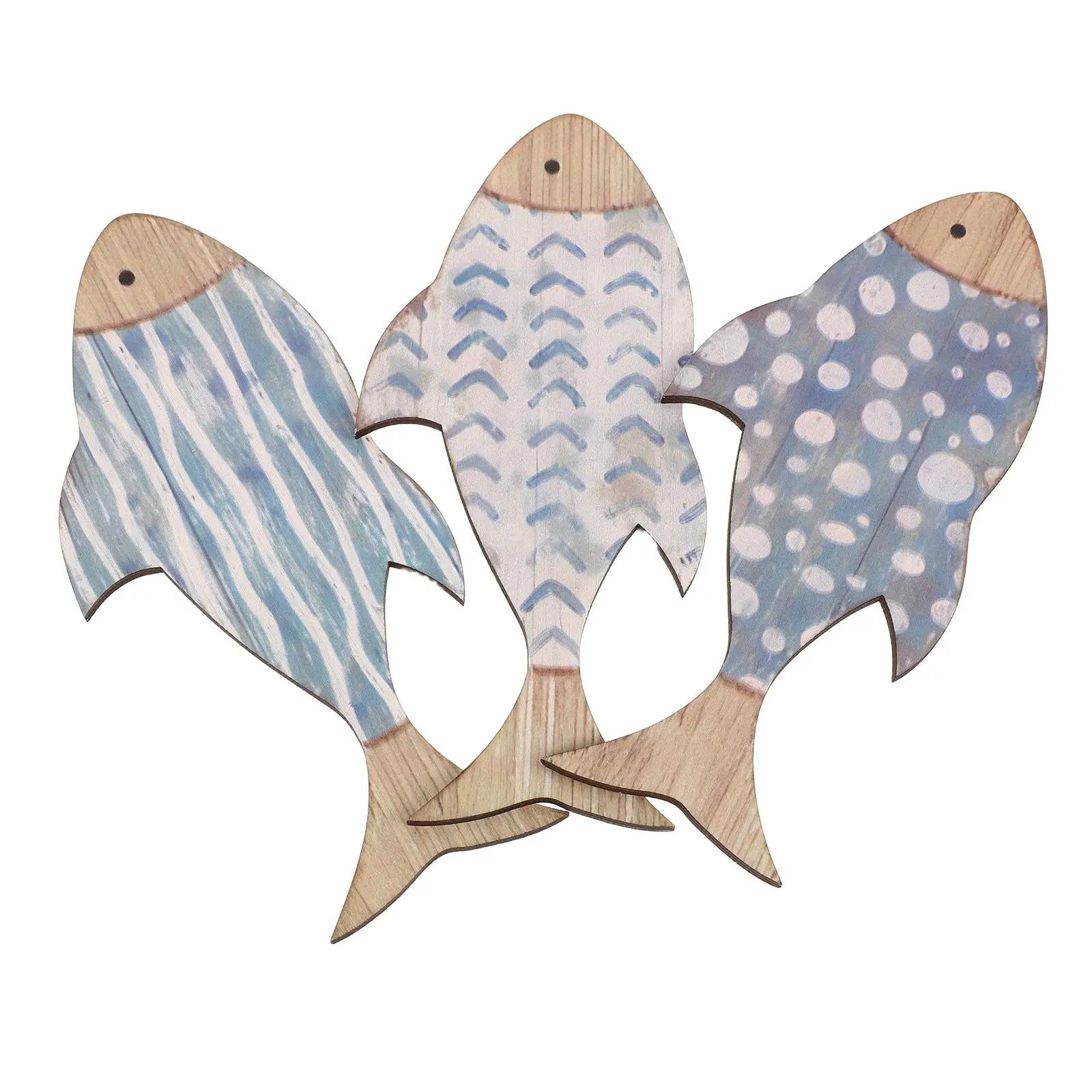 

3pcs Wooden Fish School Wall Decor Beach Themed Home Nautical Coastal Decor Lake House Wooden Fish Decoration Sea Animal