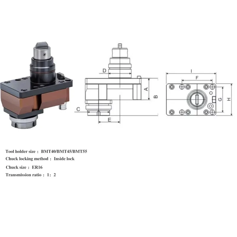 2026 BMT55-0-ZS-N- ER16 High Accuracy BMT Series Speed-increasing Cnc Living Power Tool Holder for Lathe Turret